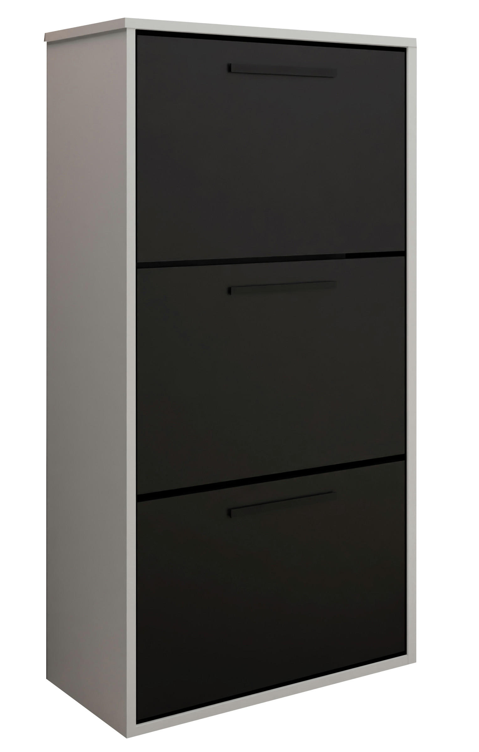 SCHUHSCHRANK Asper Weiß & Schwarz - Schwarz/Weiß, Holzwerkstoff (59/114.6/24cm) - Kier Furniture