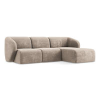 ECKSOFA Rechts Chenille Stoff Beige - Schwarz/Cappuccino, Holzwerkstoff/Kunststoff (248/166cm) - Makamii