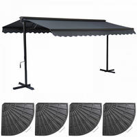 DOPPELSCHRÄGMARKISE 3x4m mit 4 Gewichtsplatten, Grau - Grau, Metall (300/250/400cm) - Oviala