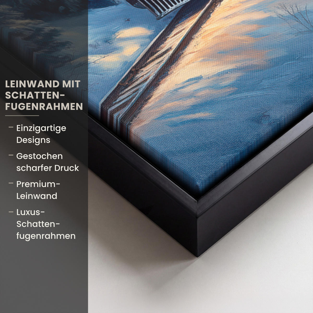 LEINWAND Bilder mit Rahmen - Zug - Weihnachten - Schnee - Weihnachtszug - 70x100 - Anthrazit, Textil (70/100cm) - MuchoWow