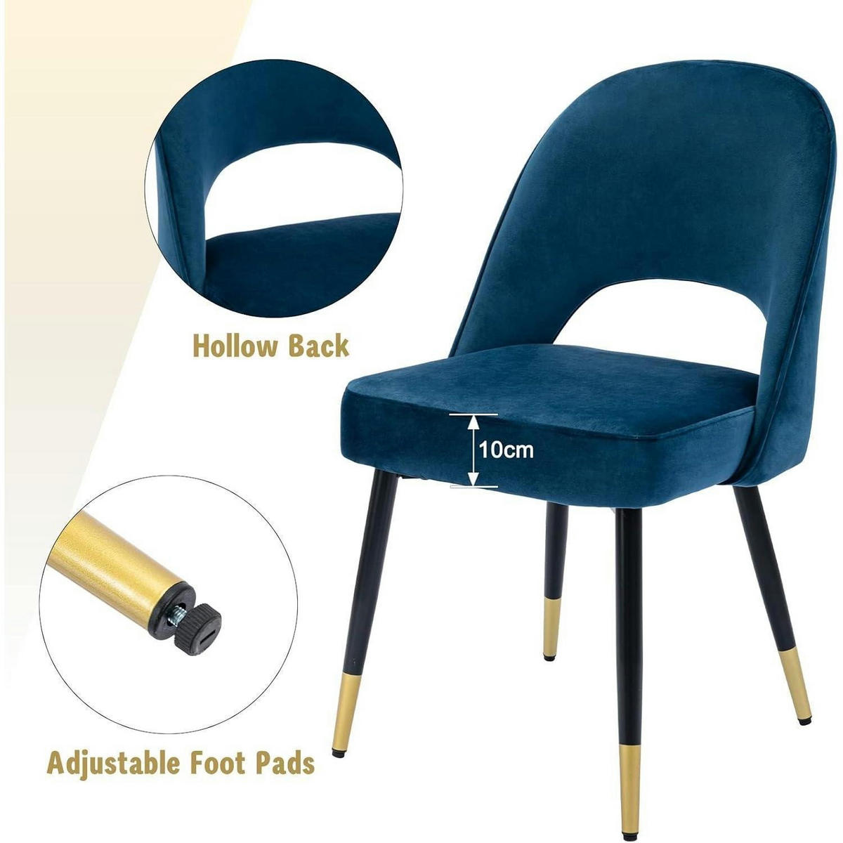 ESSZIMMERSTUHL 4er Set Samt Blau - Blau, Textil (50/86/58cm)