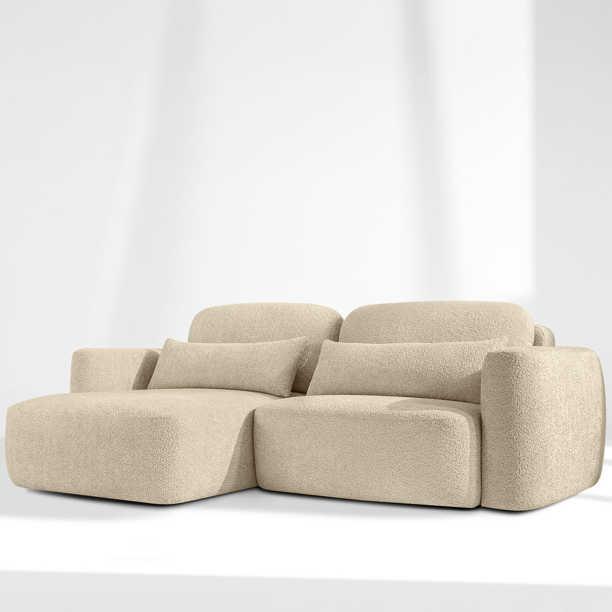 SITZGARNITUR ELOSA - Beige, Holz/Textil (245/85/165cm) - KONSIMO®