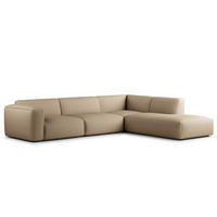 3-SITZER ECKSOFA mit Recamiere - Taupe/Schwarz, Kunststoff/Textil (295/231cm) - home24