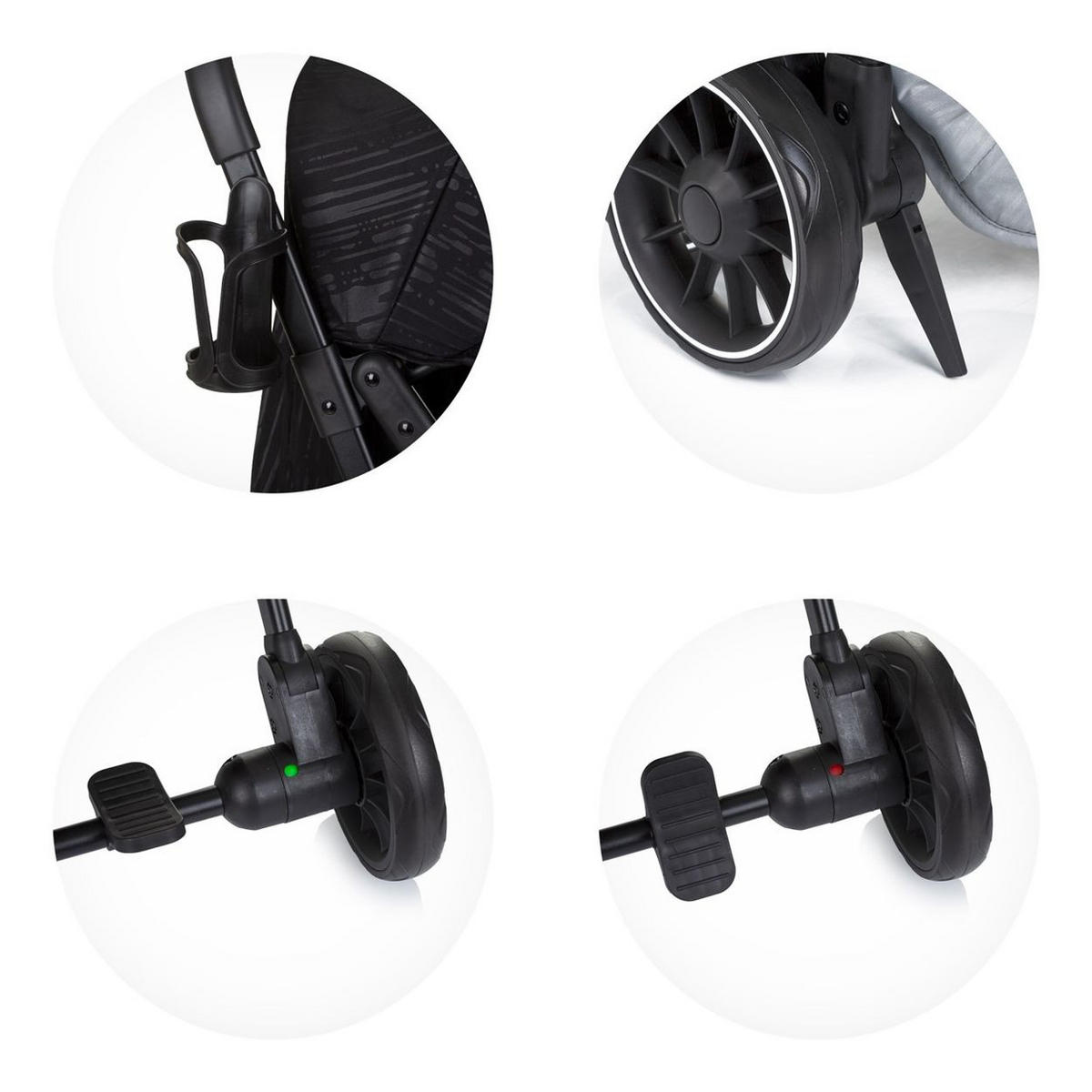 BUGGY Kiss klappbar schwarz Getränkehalter verstellbar bis 22 kg - Schwarz, Metall (75/50/103cm) - Chipolino