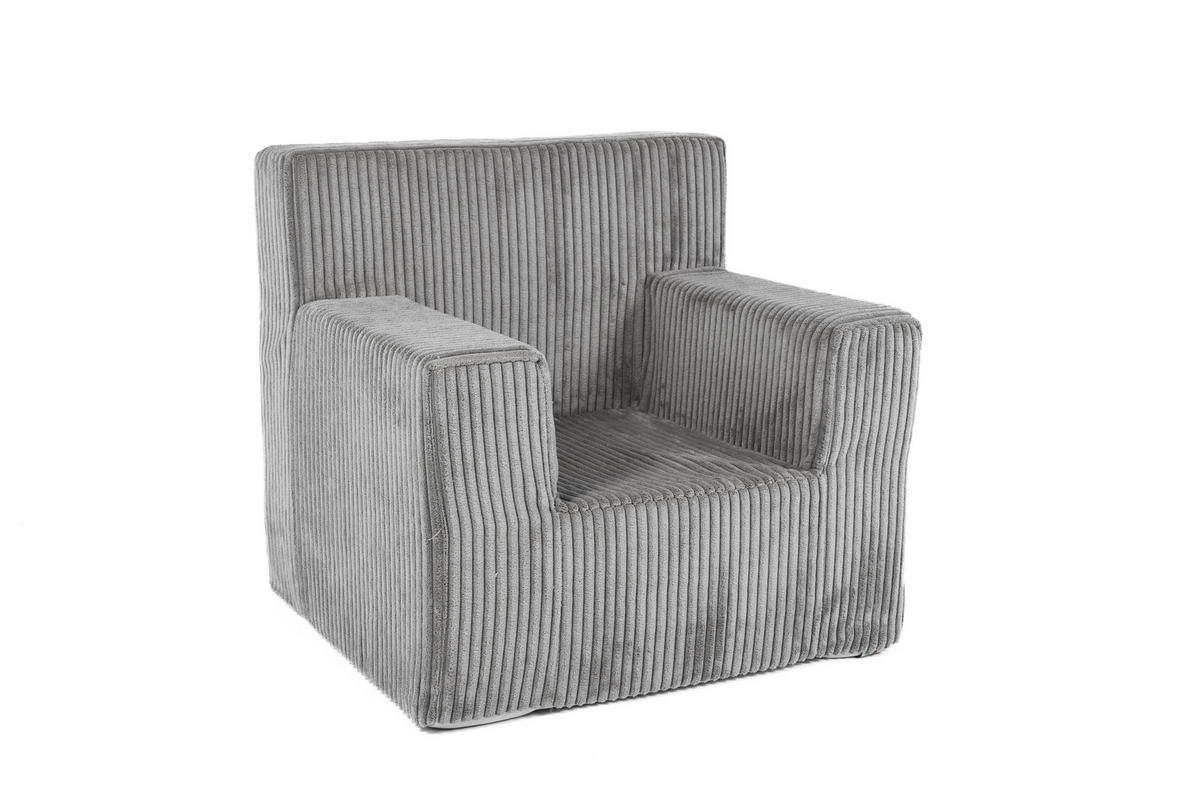KINDERSESSEL aus Kuschel-Cord in Hellgrau - Hellgrau, Textil (51/47/33cm) - Fortisline