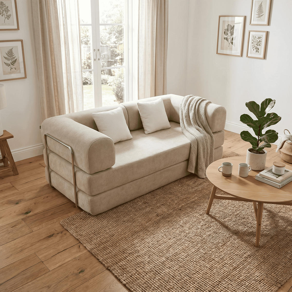 SCHLAFSOFA Kaia Sand Weiß - Sandfarben, Textil (180/70/100cm) - COCO Living
