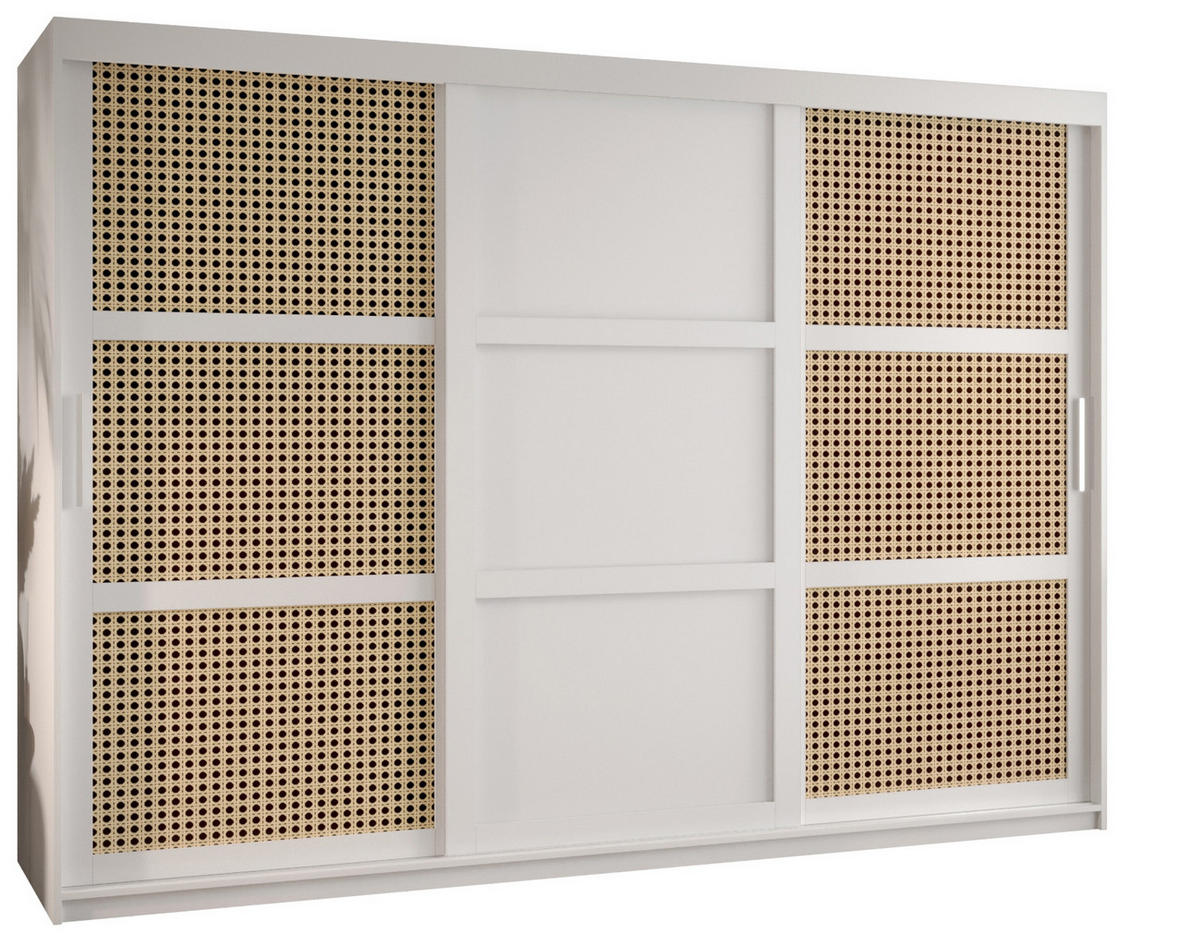 SCHWEBETÜRENSCHRANK 200/250/62 3-türig - Silberfarben/Weiß, Holz/Kunststoff (250/200/62cm) - MÖBEL KRYSPOL