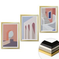 WANDBILDER 3er Set - 40x60 cm Goldrahmen - Minimalistische Architekturillustrationen - Goldfarben, Kunststoff (40/60cm) - ArtPrintCave