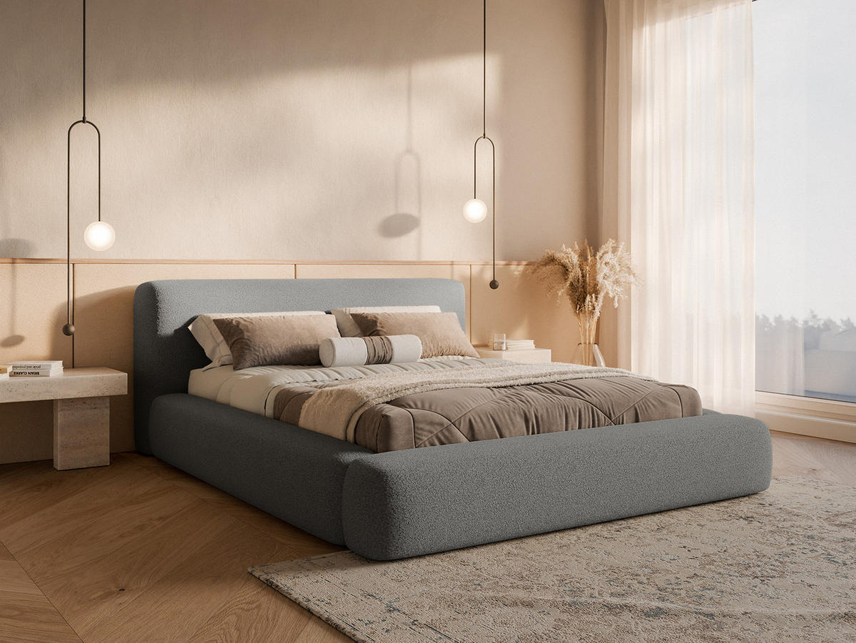 POLSTERBETT Fummo 200x200 cm, Dunkelgrau - Dunkelgrau, Textil (200/200cm) - Fedve