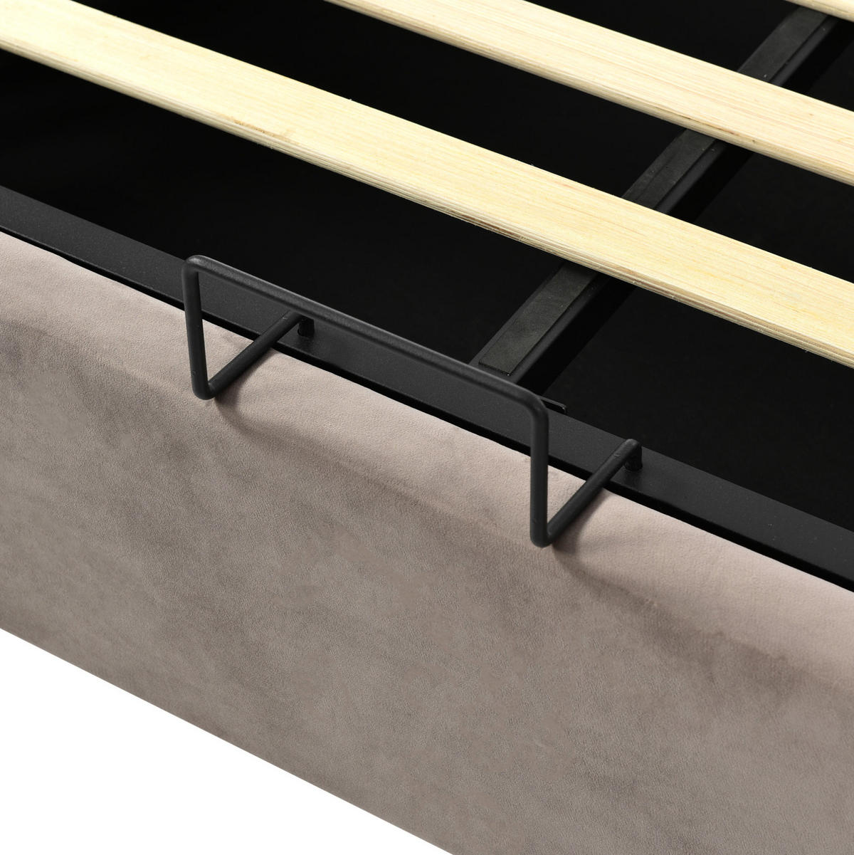 BETT mit Bettkasten 140x200 cm Samt Light Grey - Hellgrau, Metall (140/200cm) - Meubliv