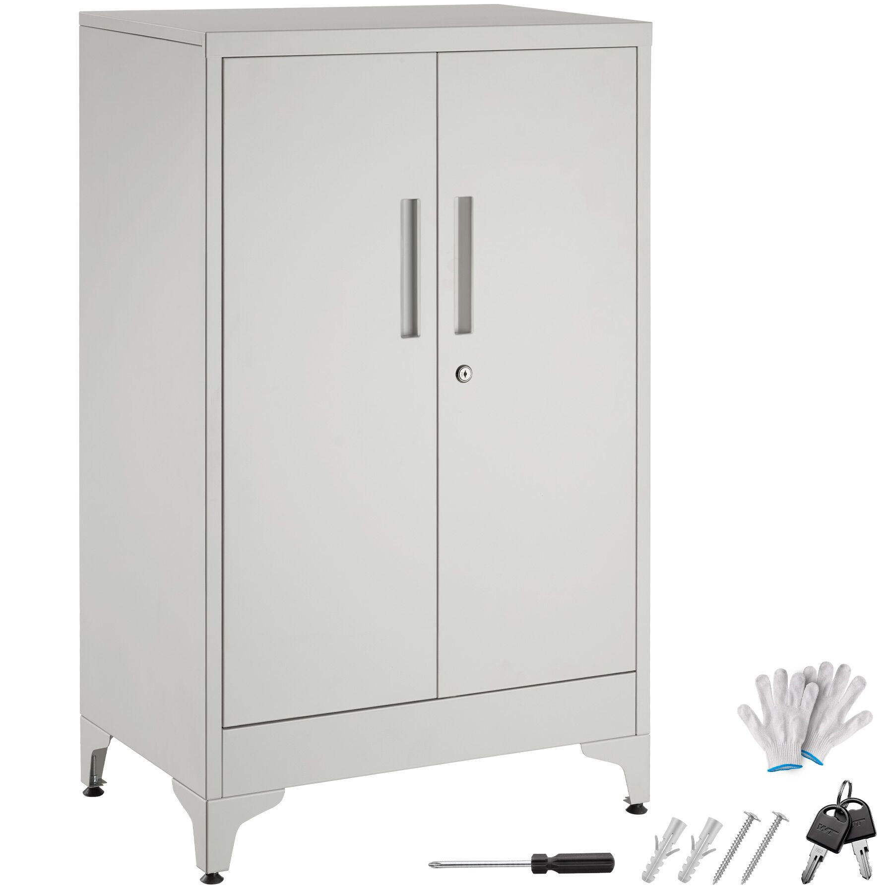 AKTENSCHRANK Blake, Kippschutz, höhenverstellbare Füße, grau - Grau, Metall (60/100/40cm) - tectake