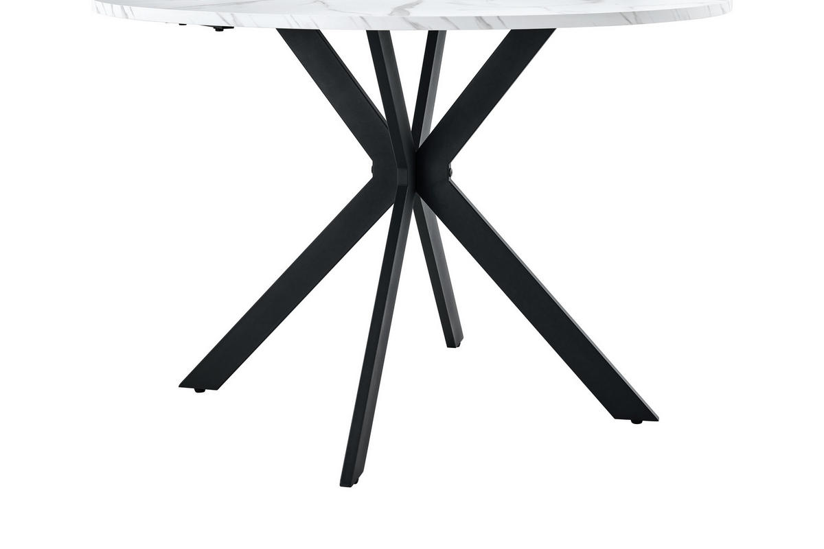 ESSTISCH runder Weiß mit schwarzem X-förmigem Gestell 110/110/75 cm - Weiß, Holz (110/110/76cm) - Oxeza
