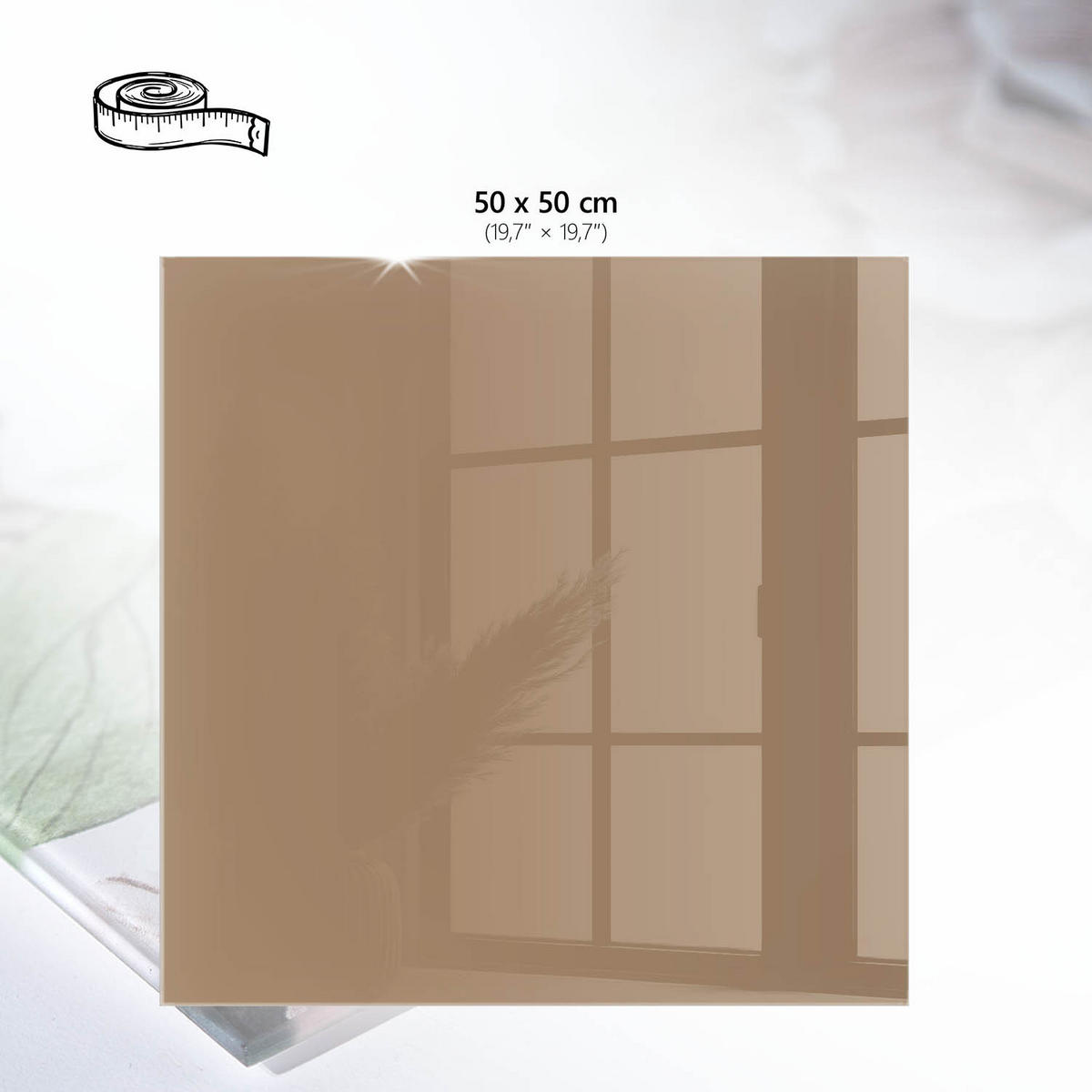 TISCHPLATTE 50x50 cm – Warmes Hellbraun - Braun, Glas (50/50/0.4cm) - Wallfluent