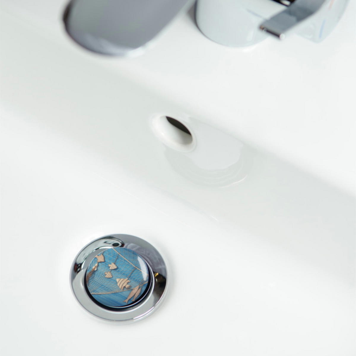 WASCHBECKENSTÖPSEL Seefahrt - Blau, Kunststoff/Metall (4/7/7cm) - Sanilo