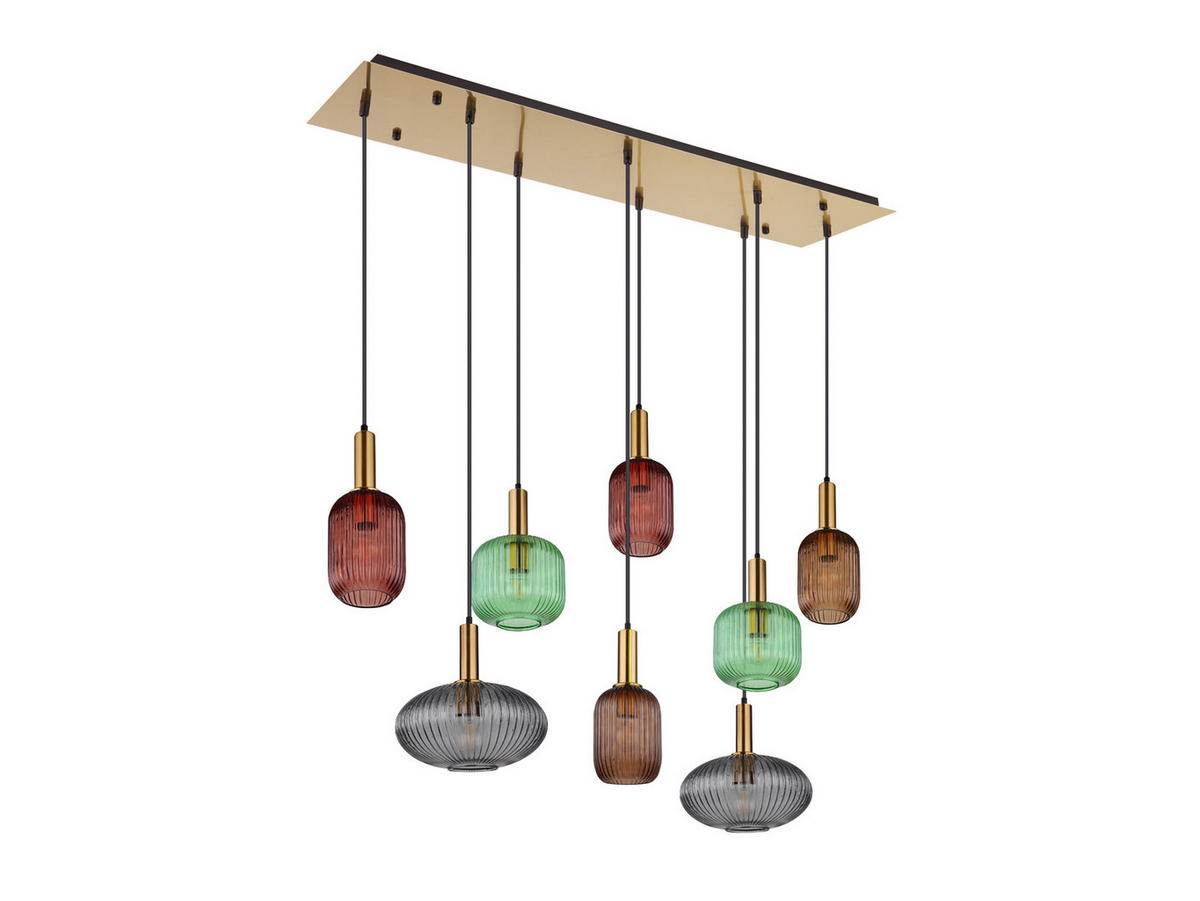 LED-PENDELLEUCHTE Breite 125cm, Lampenschirme Glas Bunt - Hellbraun/Messingfarben, Glas/Metall (48/125/125cm) - meineWunschleuchte
