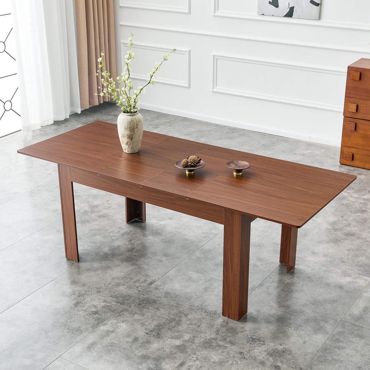 AUSZIEHTISCH Nussbaumfarben 220/88.5/77 cm - Walnussfarben, Holz (88.5/220/77cm) - PANGIVO