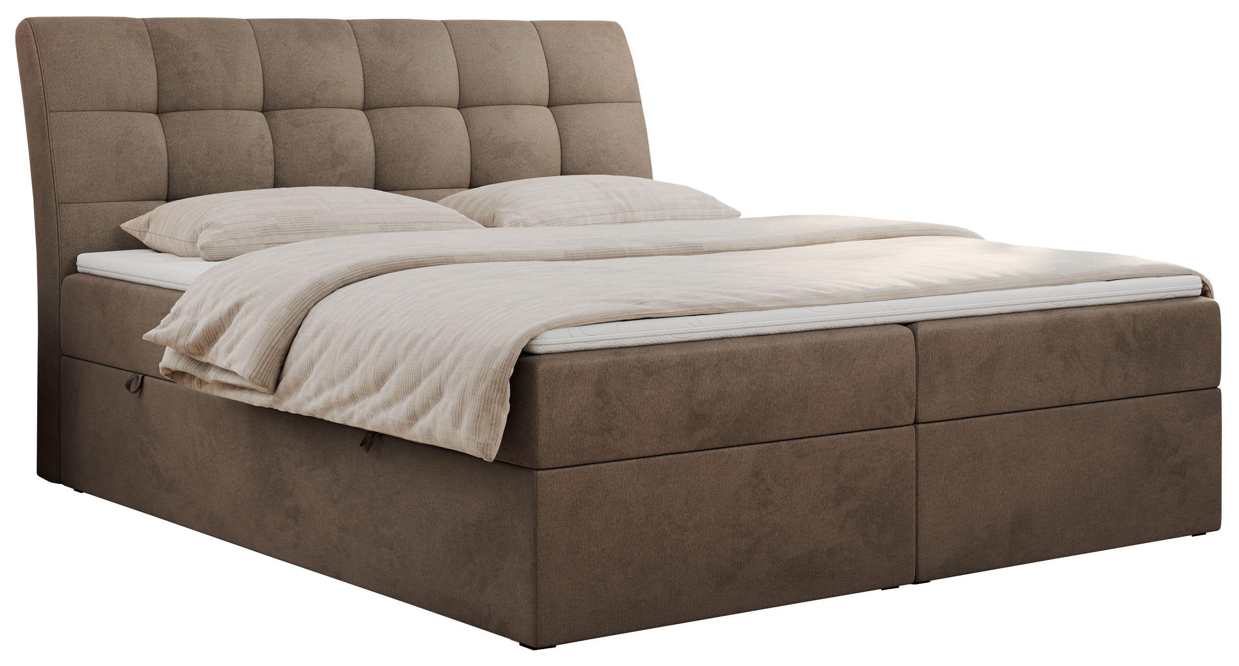 BOXBETT DIEGOS 120/200 Braun Velvet - H3 - Braun, Holz/Textil (120/200cm) - MKS