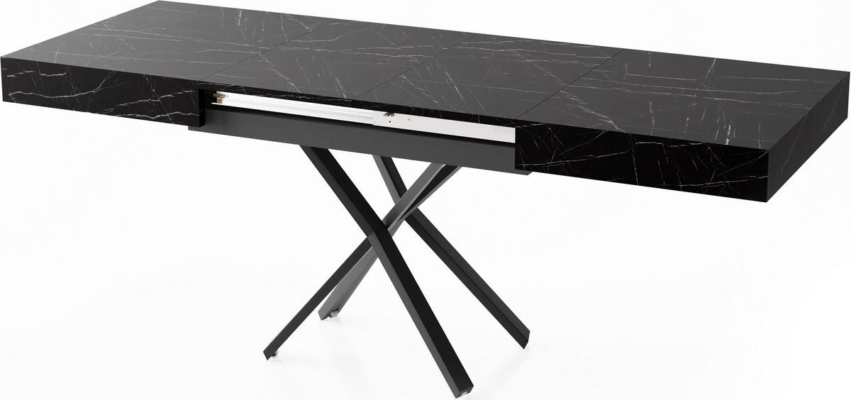 COUCHTISCH Cavetta X höhenverstellbar ausziehbar, Marmor Schwarz 120-200/80/27-76 cm - Anthrazit/Schwarz, Holzwerkstoff/Metall (80/200/76cm) - WFL GROUP