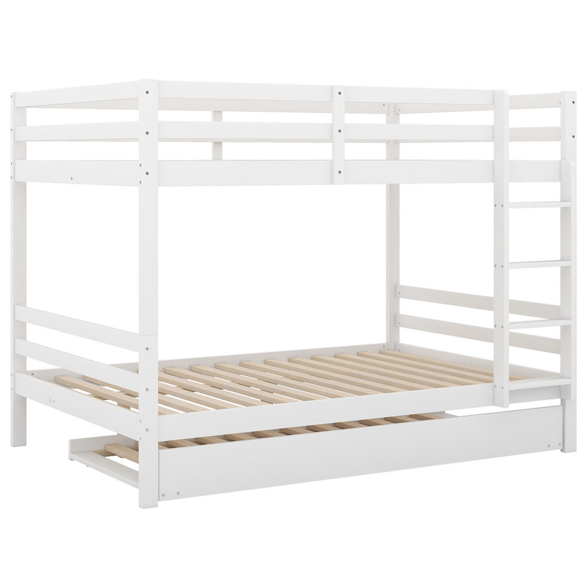 ETAGENBETT mit Ausziehbett 140 x 200 cm Kiefernholz Weiß - Weiß, Holzwerkstoff (140/200cm) - Beauniv
