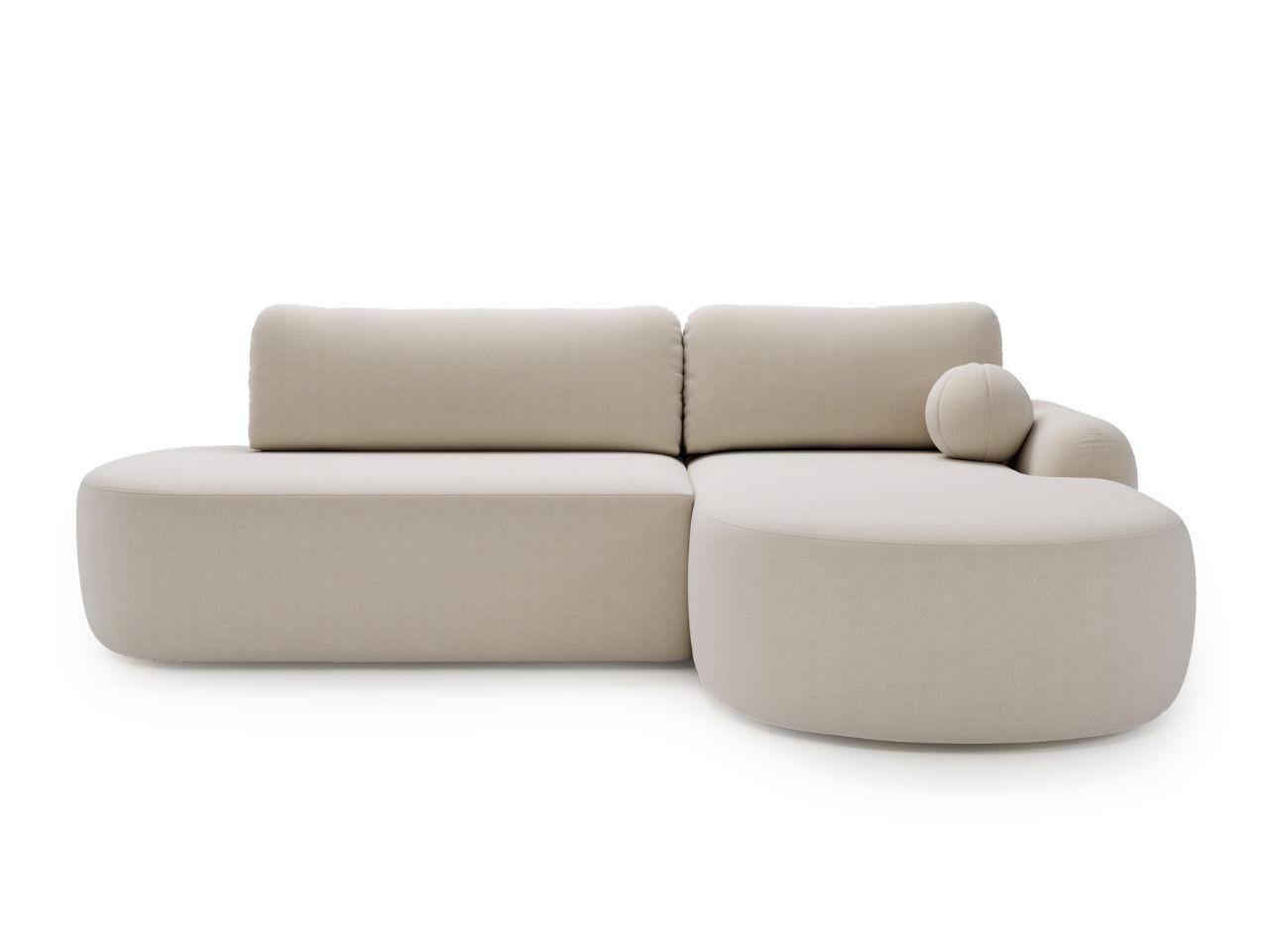 ECKSOFA Aurio O Bouclé-Stoff Creme Rechts - Creme, Holz/Textil (271/177cm) - Graingold