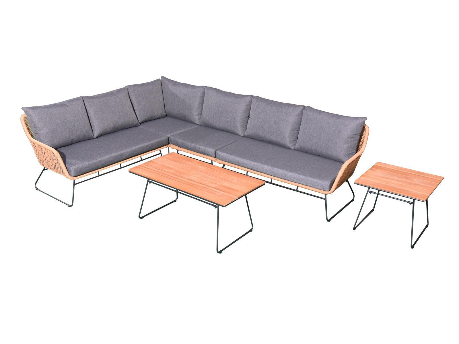 GARTEN-ECKLOUNGE Montreux Grau Polyrattan für 6 Personen - Grau, Kunststoff - bellavista - Home & Garden