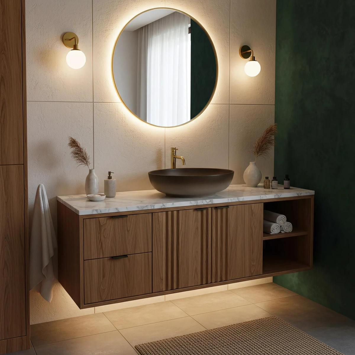 AUFSATZWASCHBECKEN Rea Carola Ombre - Beige, Keramik (39/14/51.5cm) - REA