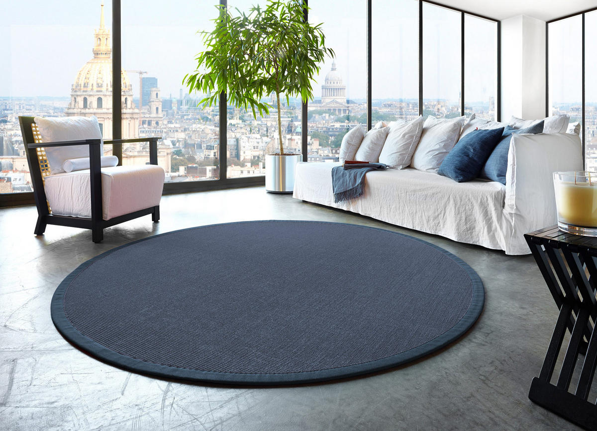 TEPPICH Sisal Manaus royalgrau/pazifik Rund 300cm - Blau, Textil (300/300cm) - Astra