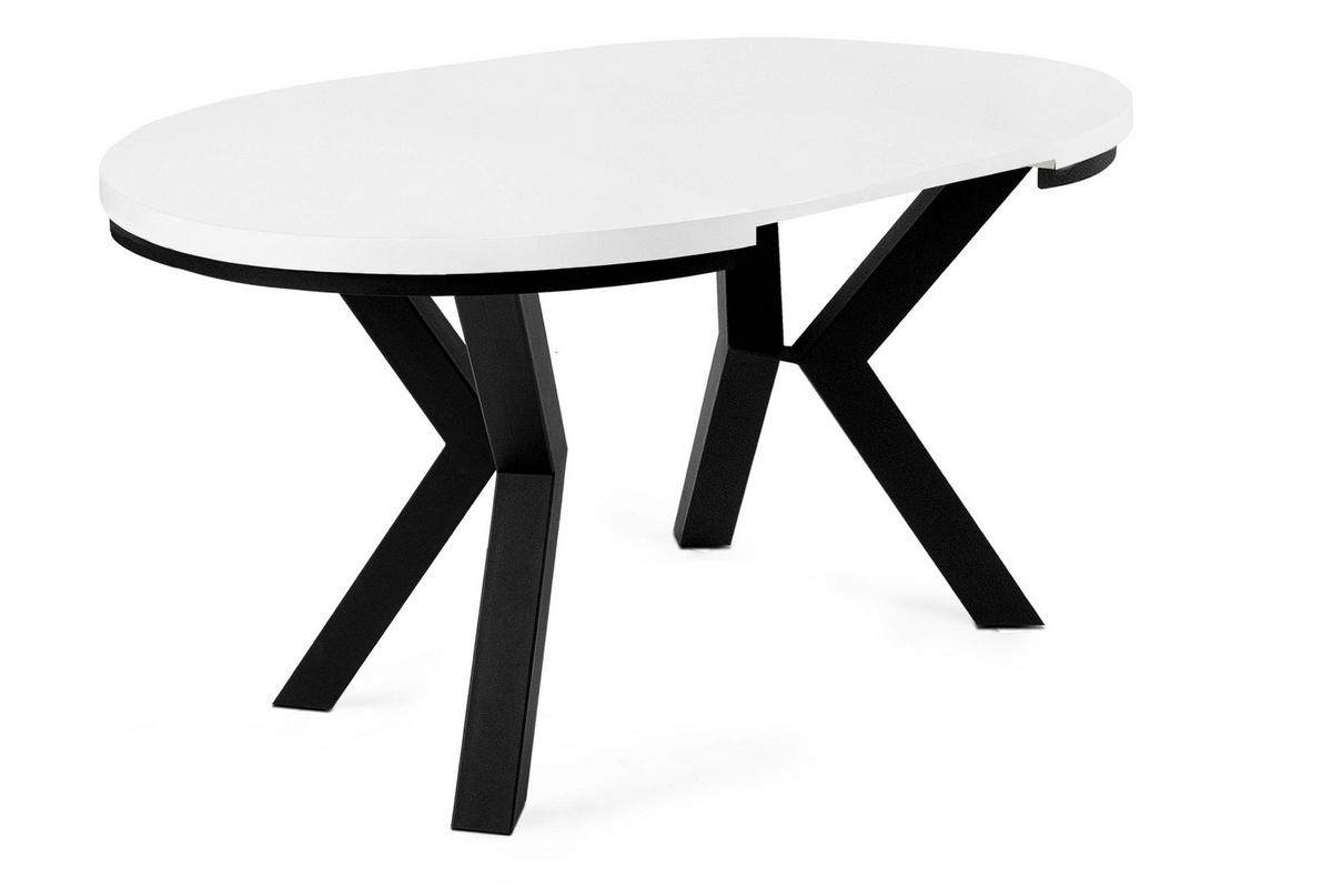 ESSTISCH ROSTEL Ausziehbar 100-220cm Rund, weiß - Schwarz/Weiß, Holz (100/220/75cm) - KONSIMO®