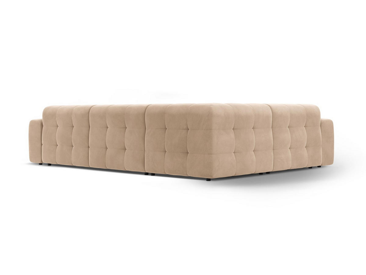 ECKSOFA links Kendal aus Samt mandelbeige 6 Sitzplätze - Cappuccino, Textil (231/332cm) - Micadoni