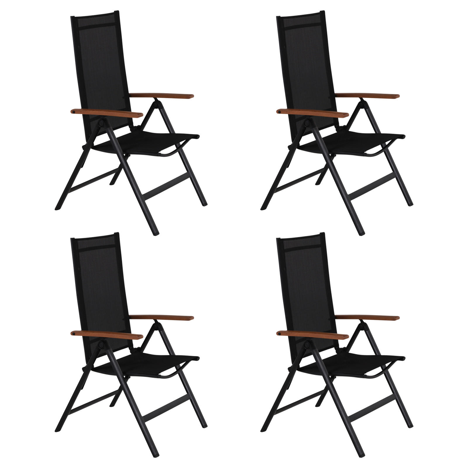 GARTENSTUHL Schwarz 4er Set - Schwarz, Holzwerkstoff (57/110/68cm) - ebuy24