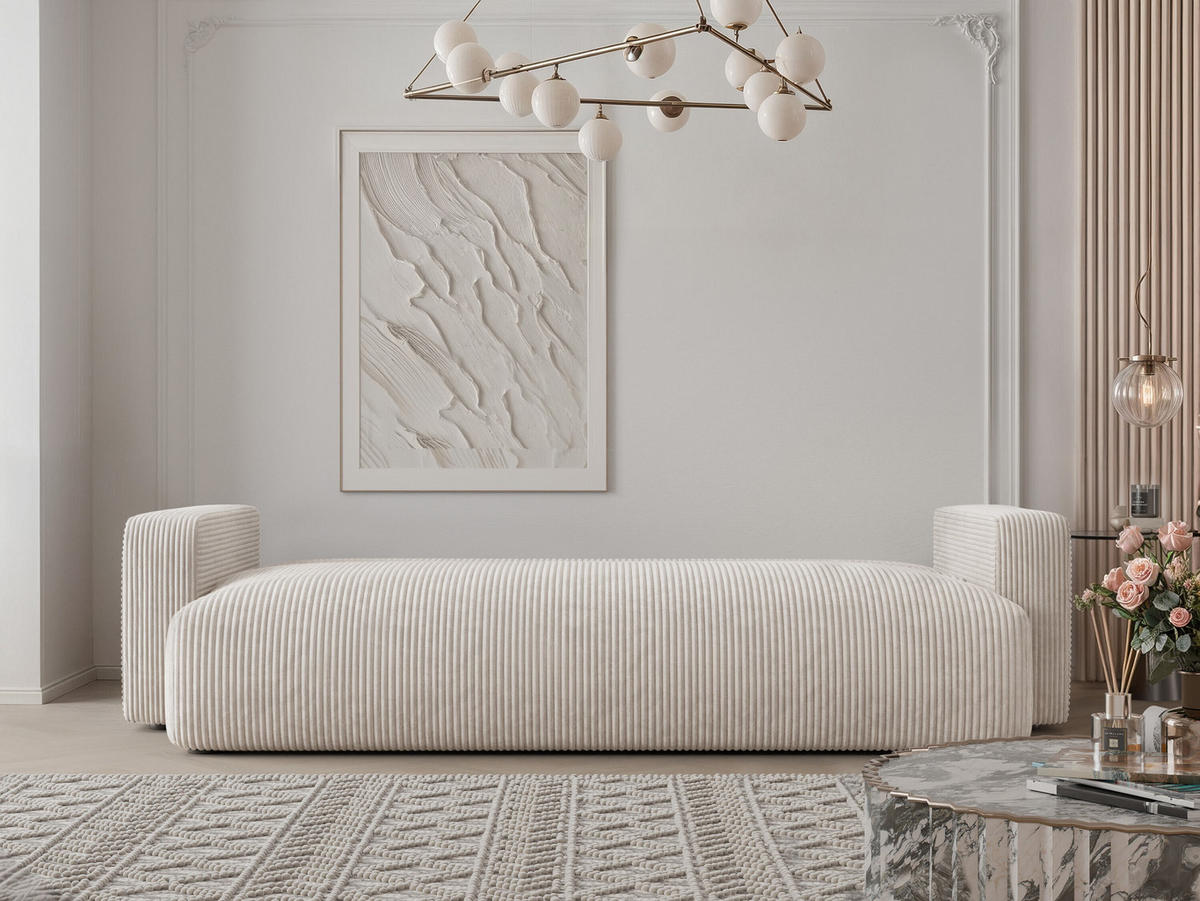 SOFA mit Schlaffunktion, Beige - Beige, Holzwerkstoff (246/79/93cm) - Idohome