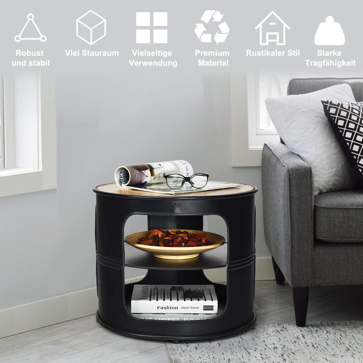 POMŮCŮVÝ STOLEK v industriálním stylu, černý - černá, kov (50/50/42cm) - COSTWAY