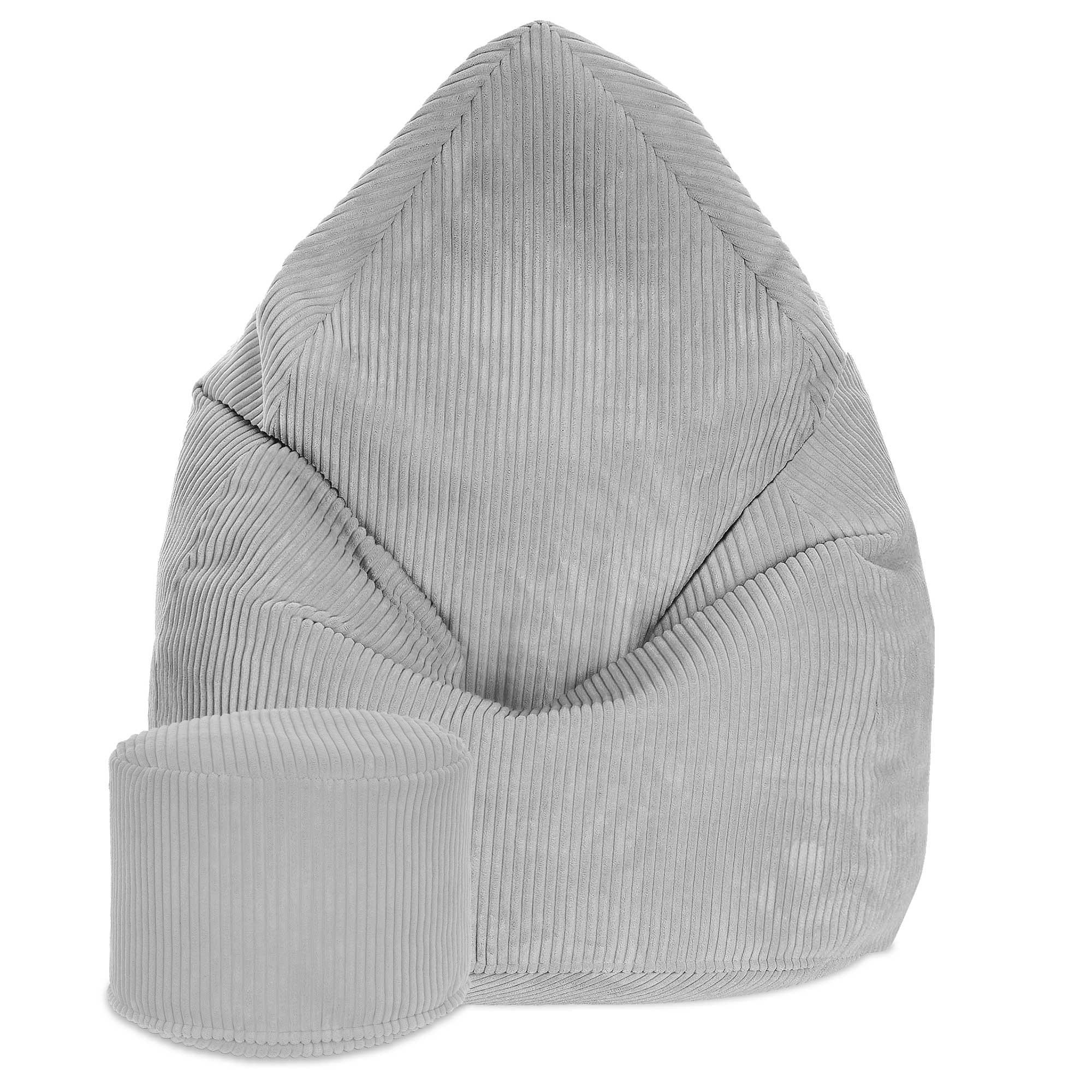 SITZSACK MIT FUßSTÜTZE Kordsamt 2-tlg Cool Gray S - Hellgrau, Textil (70/105/70cm) - Dreamroots
