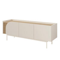 LOWBOARD Camel mit 3 Türen und geriffeltem Detail, 147 cm, Frühlingseiche + Macadamia - Eichefarben/Beige, Holzwerkstoff/Metall (142/54/42cm) - Beautysofa
