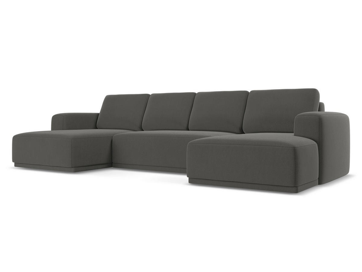 WOHNLANDSCHAFT Samt Stoff Grau - Dunkelgrau/Schwarz, Kunststoff/Textil (333/91/160cm) - Makamii
