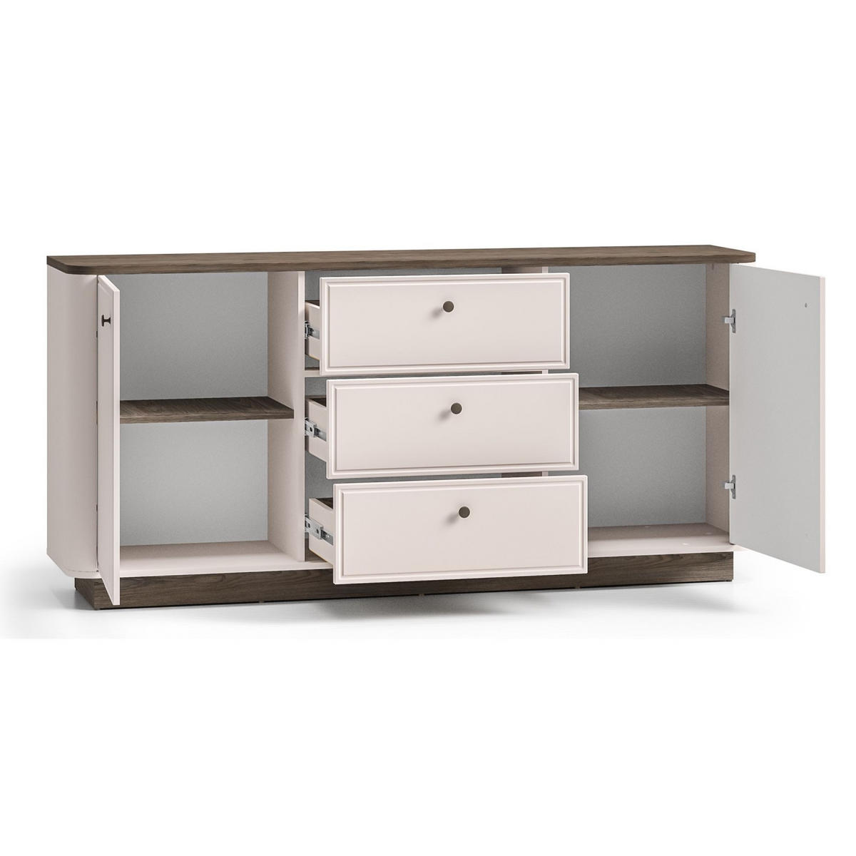 SIDEBOARD Vilavio Kaschmir/Eicheoptik Dunkel 180 cm - Taupe/Dunkelbraun, Holzwerkstoff/Metall (180/85/40cm) - Selsey
