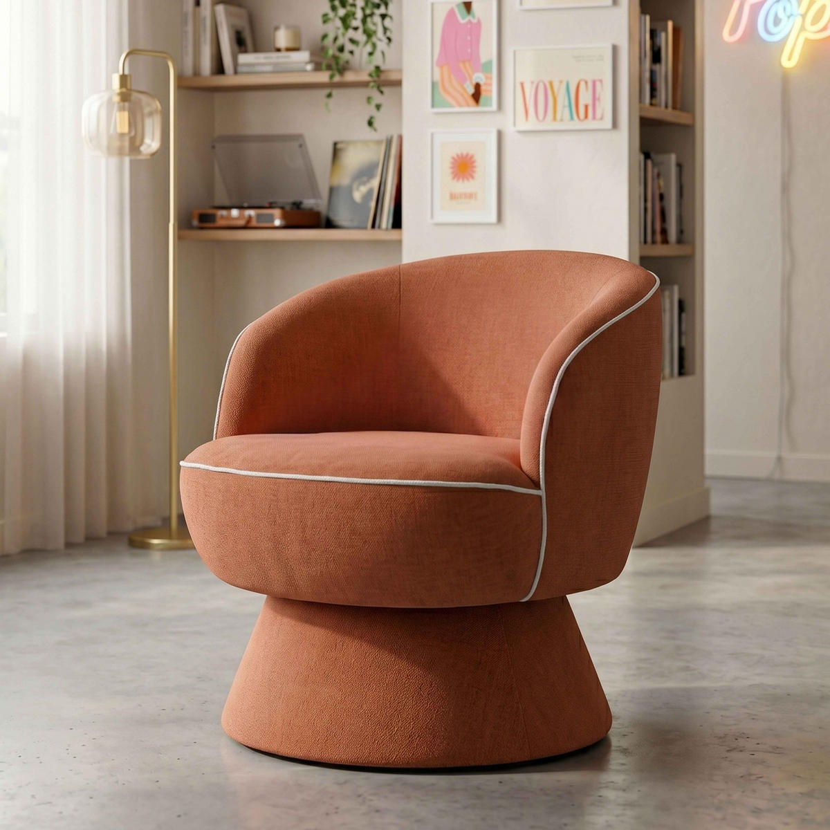 SESSEL, Terrakotta - Orange, Holz/Textil (66/71/80cm) - Oviala