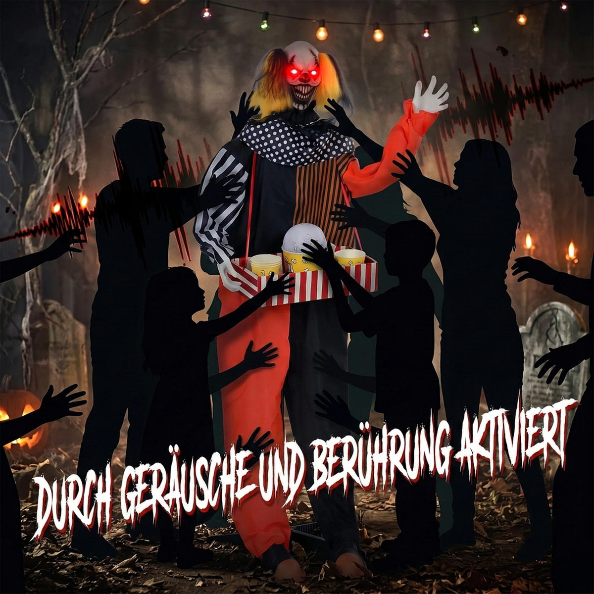 ANIMIERTE-HALLOWEEN-DEKORATION Metall Polyester Schwarz - Schwarz, Kunststoff (35/180/50cm) - HOMCOM
