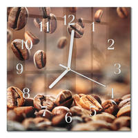 WANDUHR 30x30 cm - Kaffeebohnen - Braun, Glas (30/30/0.4cm) - TULUP
