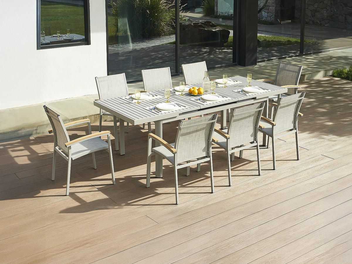 GARTENESSGRUPPE im Set - 8 -Sitzer - Aluminium - taupe - NAURU - Braun, Metall - Vente-Unique