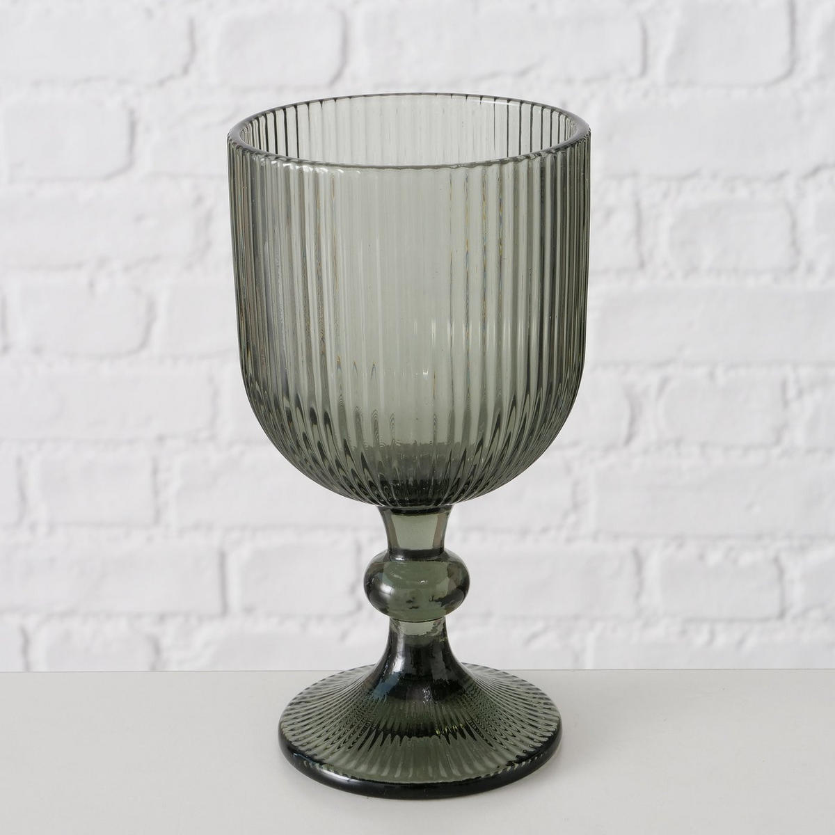 WEINGLAS Geriffelt Rigano - Grau, Glas (350L) - Boltze Home