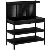 WERKBANK Stahl MDF Schwarz - Schwarz, Metall (61/156/122cm) - HOMCOM