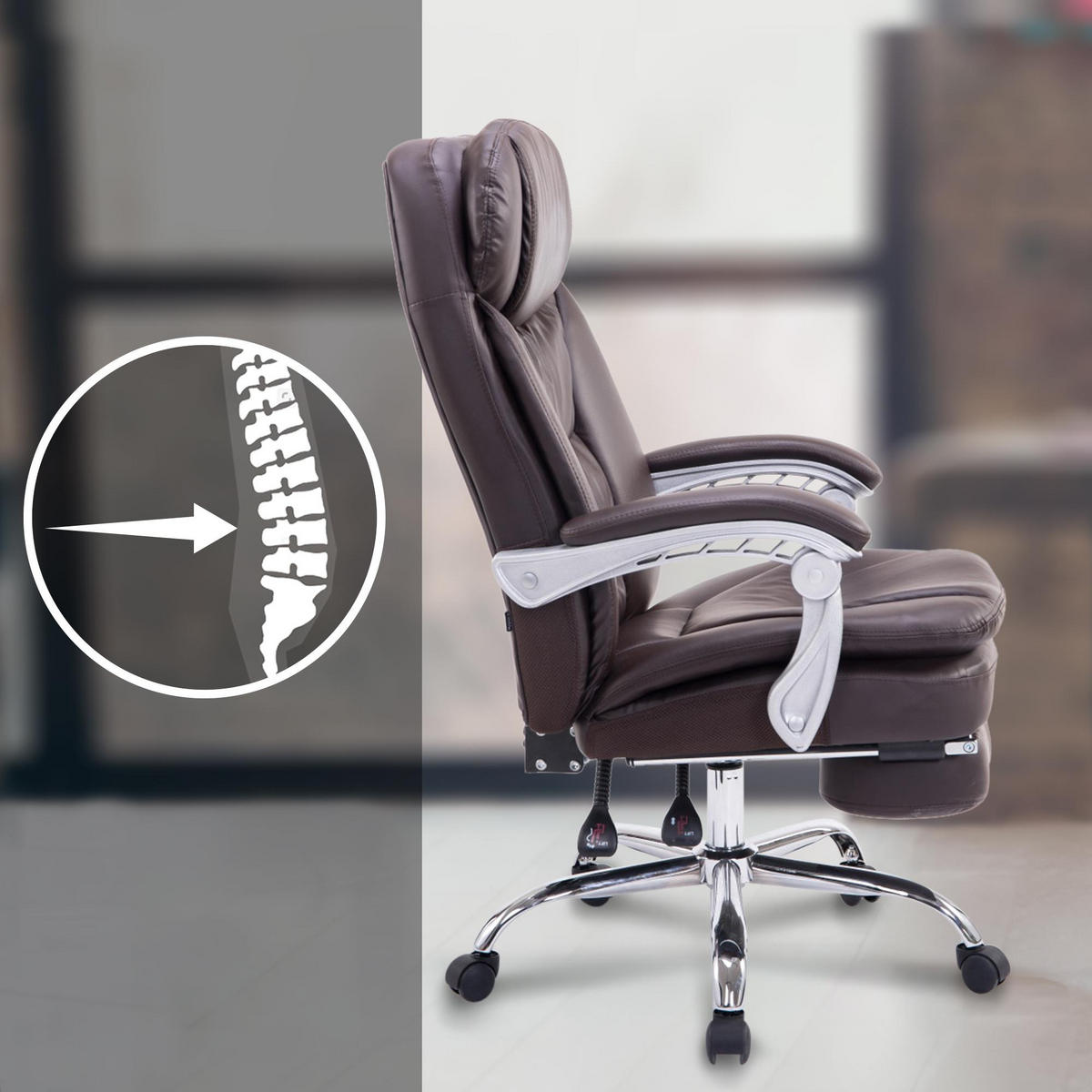 CHEFSESSEL Lederlook Braun - Chromfarben/Braun, Textil/Metall (67/112/67cm) - CLP