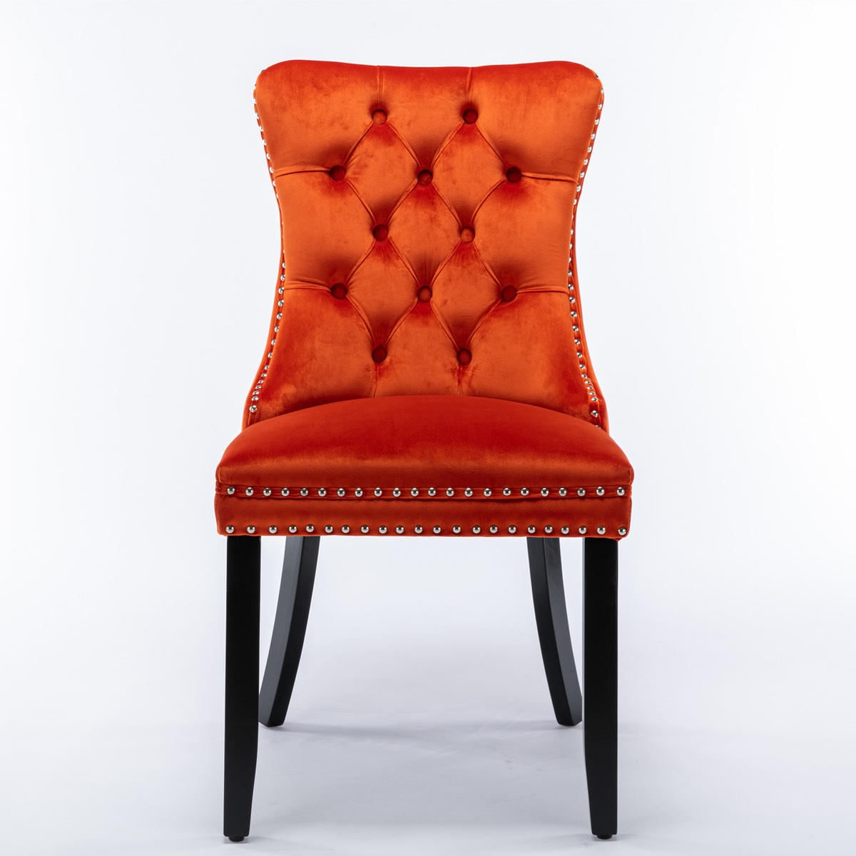 ESSZIMMERSTUHL 2er-Set aus Samt mit Nagelkopfbesatz, Orange - Orange, Textil (65/95/50cm)