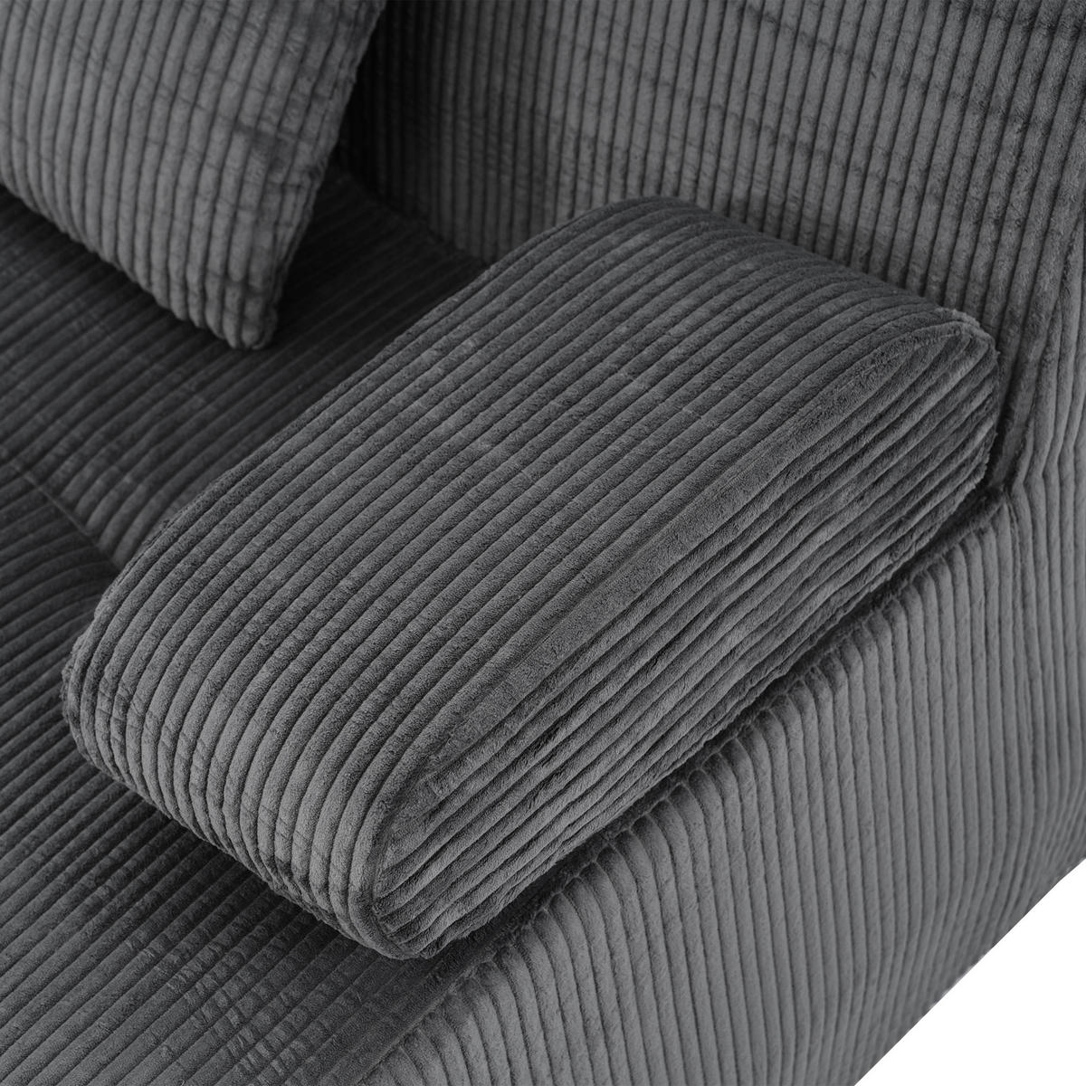 4-SITZER-SOFA modular Cord Kompression, DE-42936, Dunkelgrau - Dunkelgrau, Textil (311/65/90cm) - ComfortXL