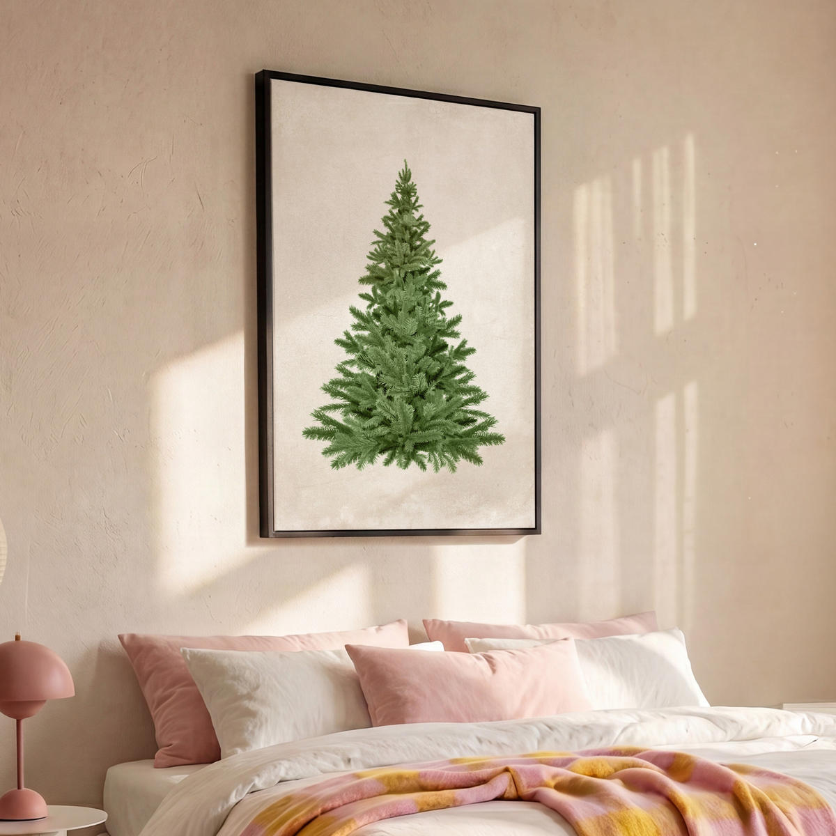 LEINWAND Bilder mit Rahmen - Weihnachtsbaum - Grün - Weihnachten - Feiertage - 80x120 - Olivgrün, Textil (80/120cm) - MuchoWow