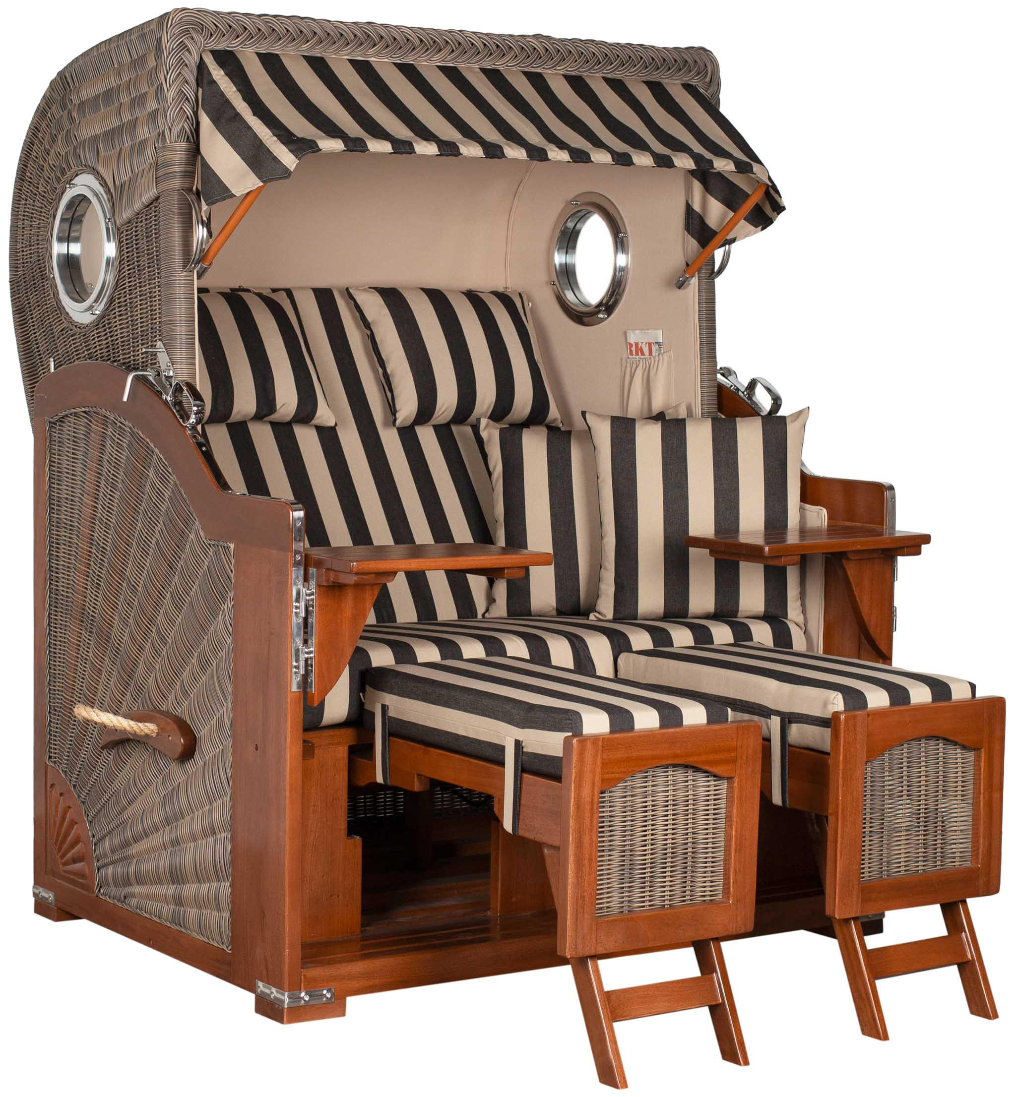 STRANDKORB 2-Sitzer Düne Mahagoni 581 - Anthrazit/Braun, Holz (125/170/80cm) - Mr. Deko