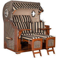 STRANDKORB 2-Sitzer Düne Mahagoni 581 - Anthrazit/Braun, Holz (125/170/80cm) - Mr. Deko