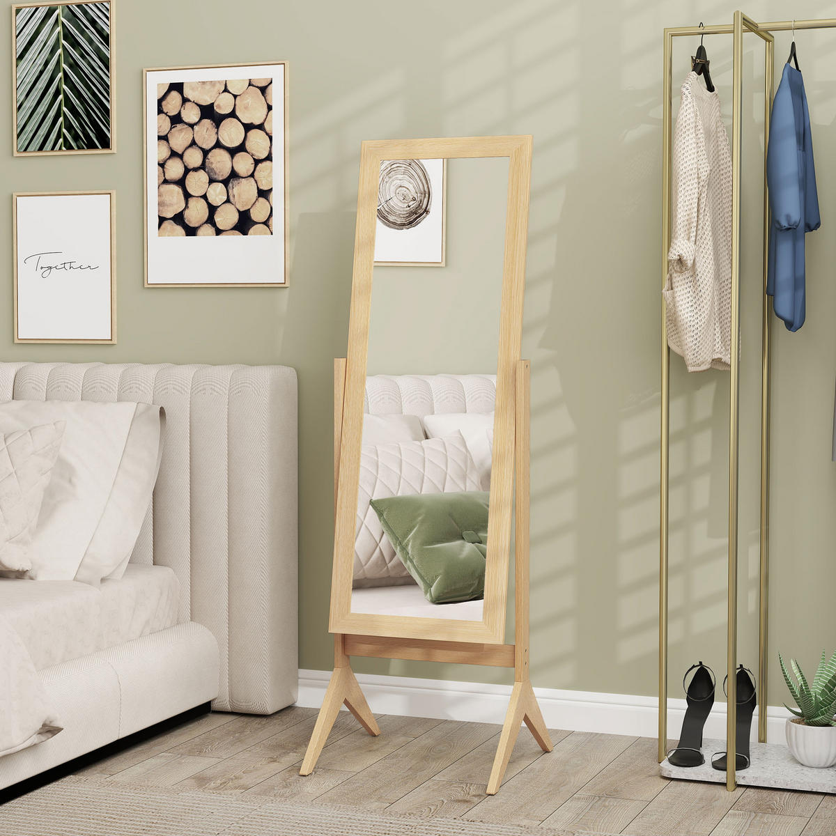 STANDSPIEGEL DE-17940 verstellbarer Neigungswinkel Eiche - Eichefarben, Holzwerkstoff (47/148/46cm) - ComfortXL