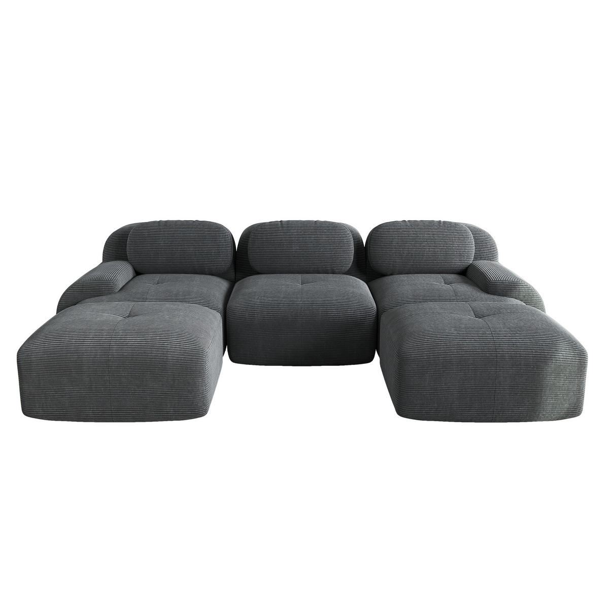 ECKSOFA modular rahmenlos Cordstoff Grey 4-tlg. - Grau, Kunststoff (178/75/298.2cm) - Meubliv